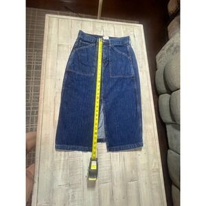 J. Crew Denim Skirt  Pencil Midi Dark Wash Carpenter Style Pockets size 28